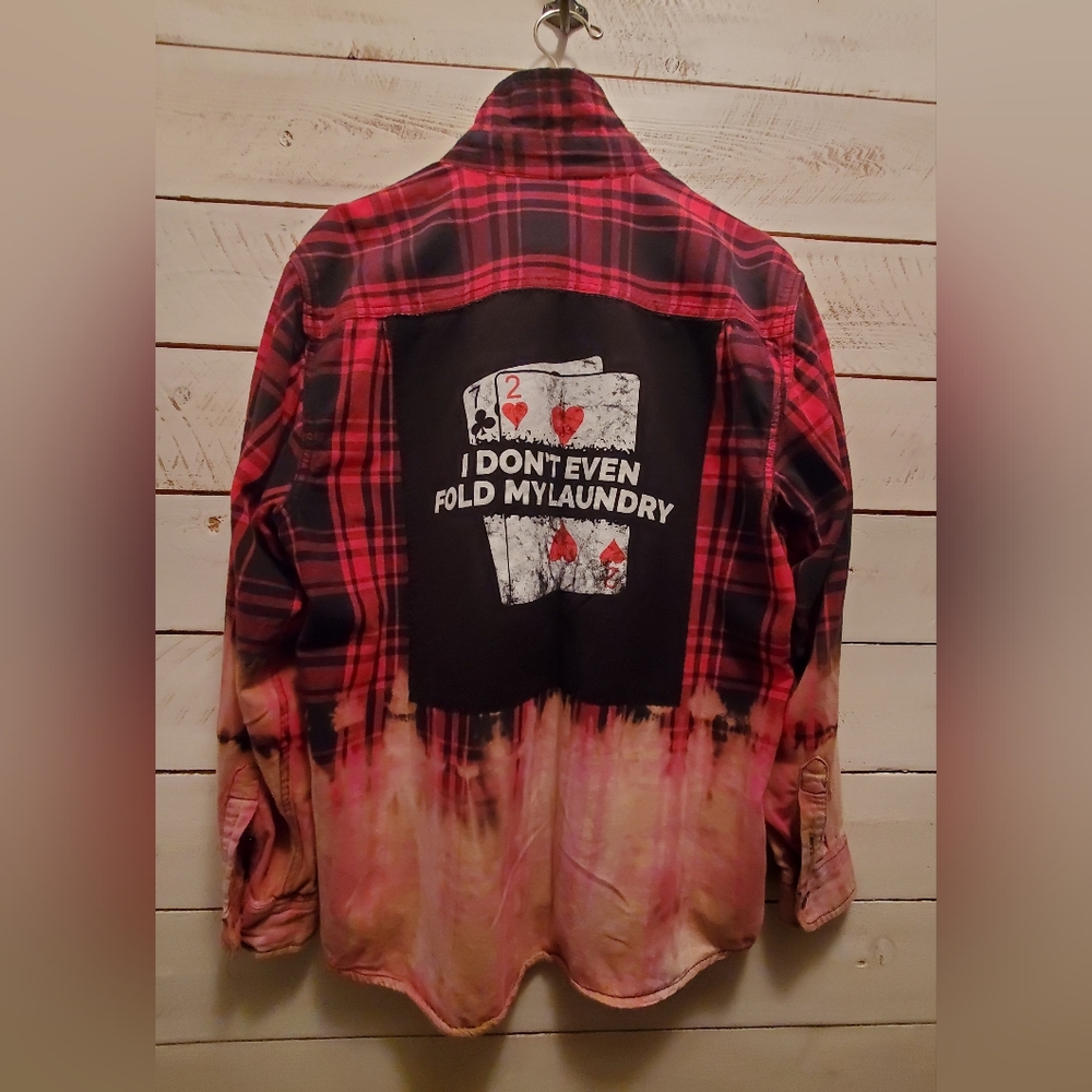 Upcycled / Repurposed Flannel Red and Black Plaid Shirt